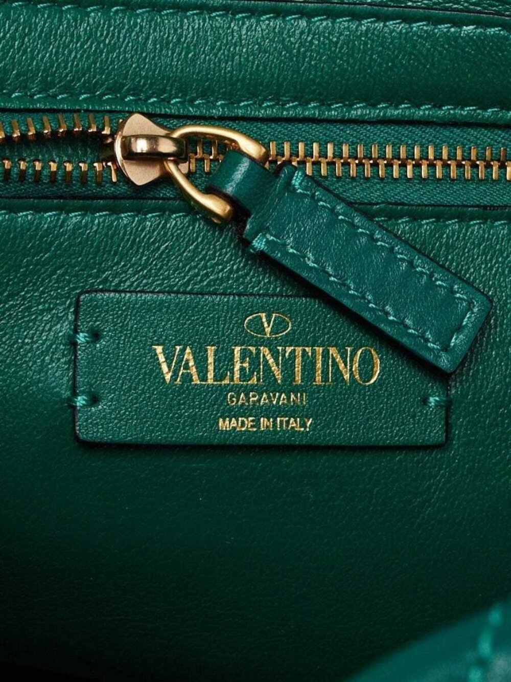 Valentino Jungle Green Nappa Leather Roman Stud Medium Shoulder Bag - Picture 7 of 10